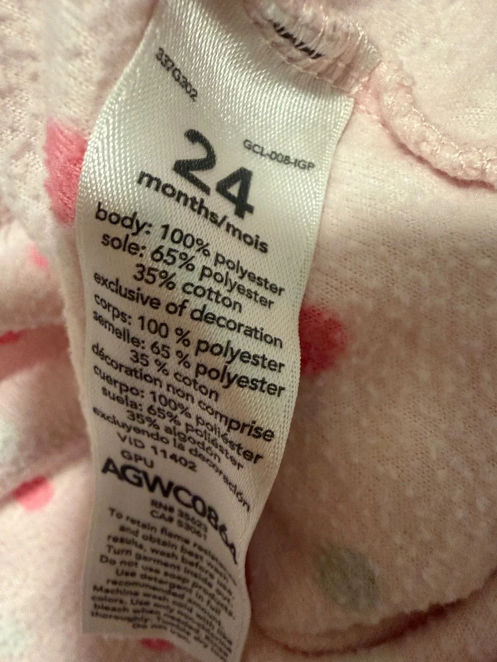 Pink Polka Dot Penguin One-Piece Footed Pajamas 24 months